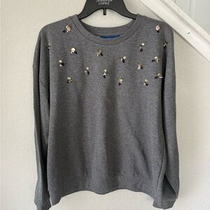 Apt. 9 Gray Embellished Crewneck Sweatshirt